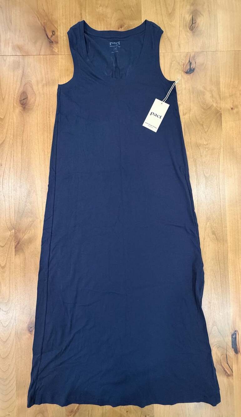 Pact Organic Cotton Tank Maxi Dress Size XS Blue